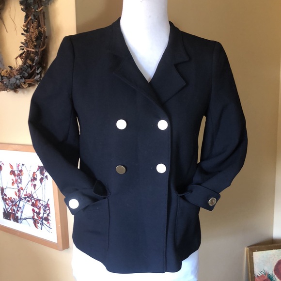 ANN TAYLOR Size 2P Navy Blazer Brushed Gold Stretchy Blazers $198 NEW - Picture 4 of 16